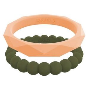 Qalo Stackable Silicone Wedding Rings Peach Olive